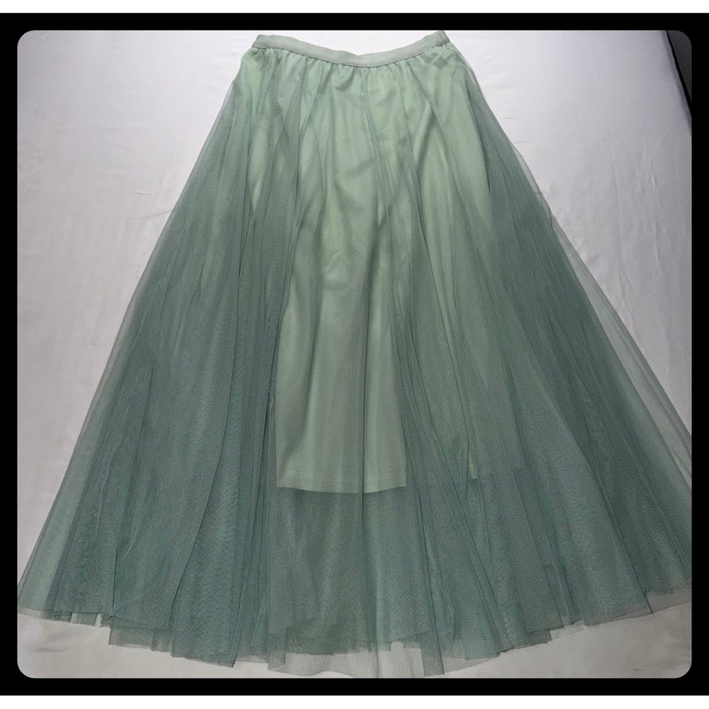 ChicwishTulle Maxi Skirt Women S/M Green Layered Mesh Elastic Waist Fairycore